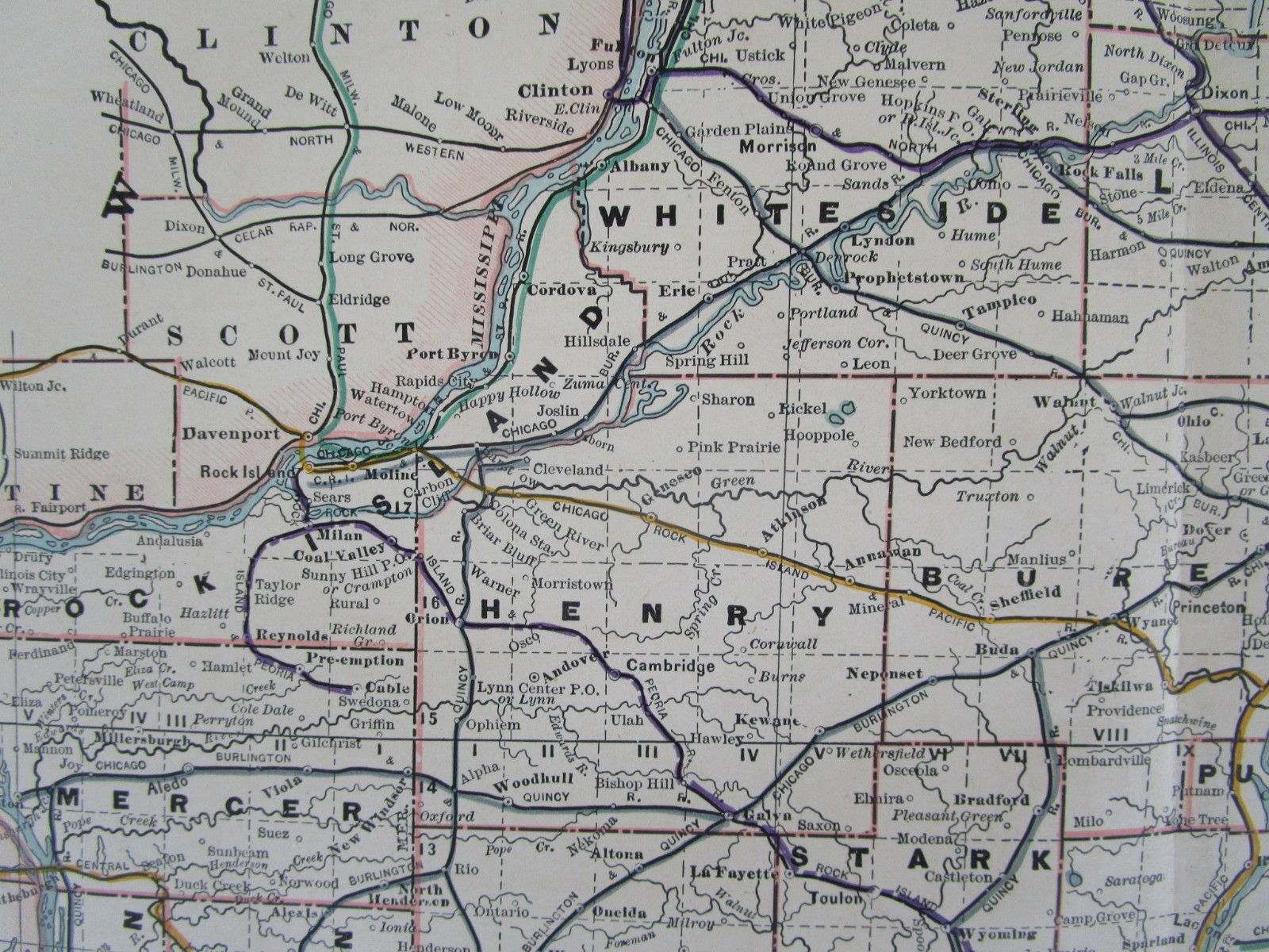 IL 1891 NORTHERN ILLINOIS Cram RAILROAD Map FULTON COUNTY NARROW GUAGE RR, LE&W