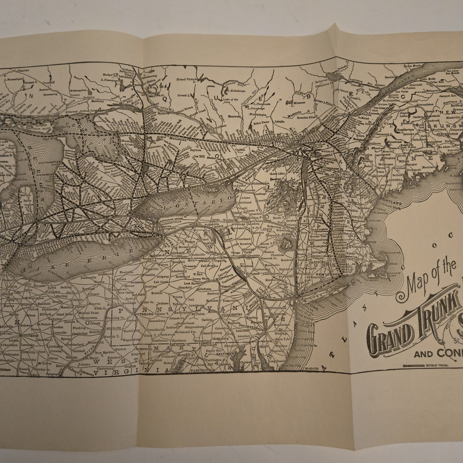 1910 Grand Trunk Railway System & Connections Map 3024 Original Northeast US