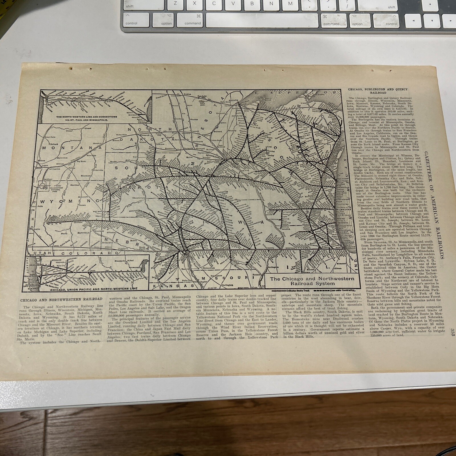 Antique 1908 Map Of The Chicago And Northwestern Railroad System 11×15 Inches