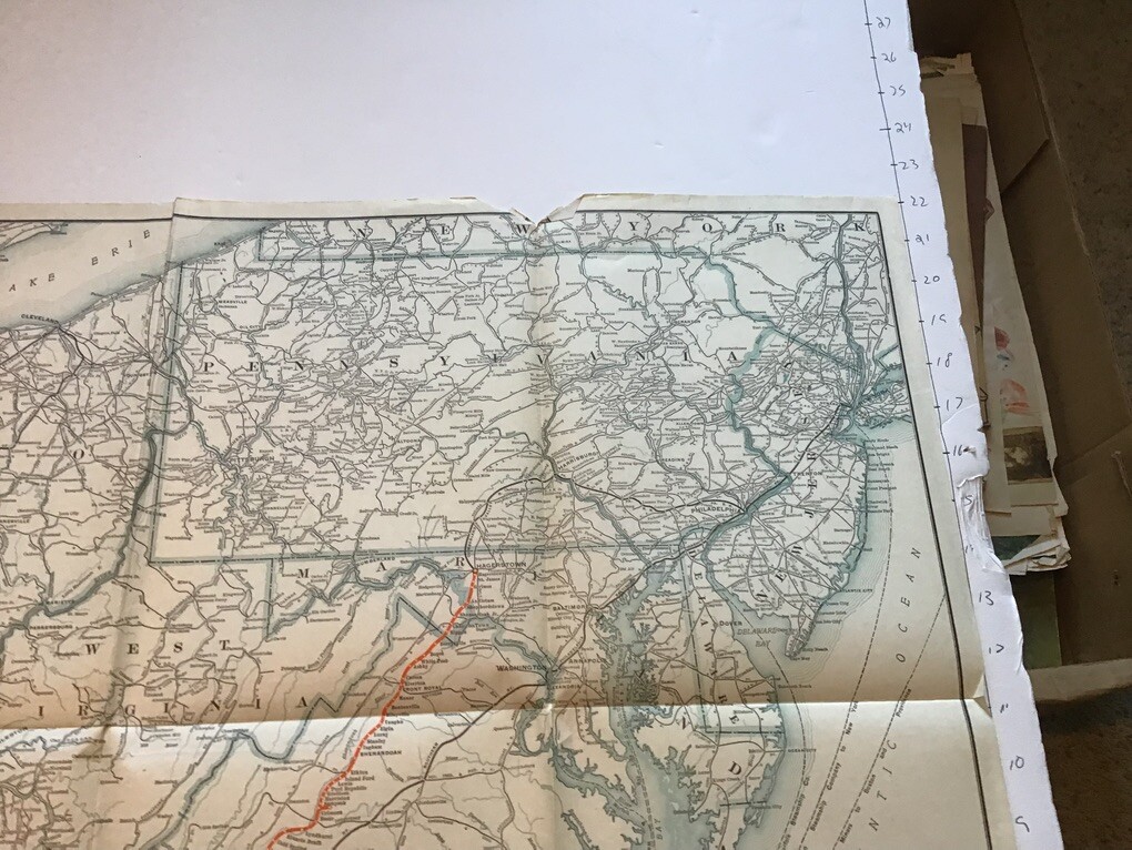 vintage railroad map: 22×32″ NORFOLK & WESTERN Railway 1923
