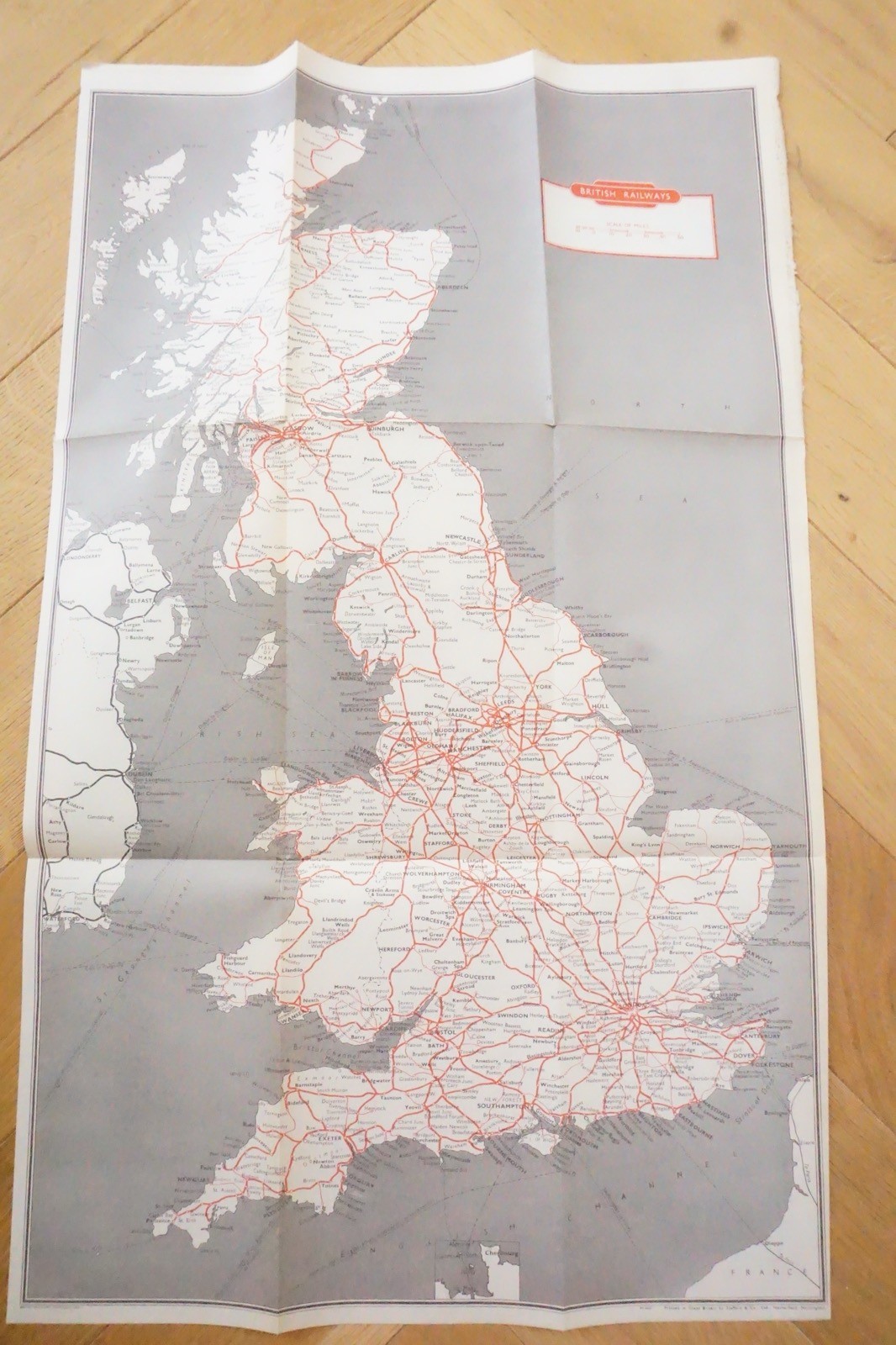 1960 British Rail North Eastern Region Passenger Network Railway Map VGC