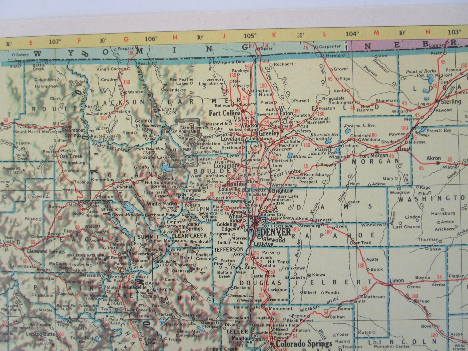 CO CT 1952 COLORADO TOPO RAILROAD Map SAN LUIS VALLEY CENTRAL RR or CONNECTICUT