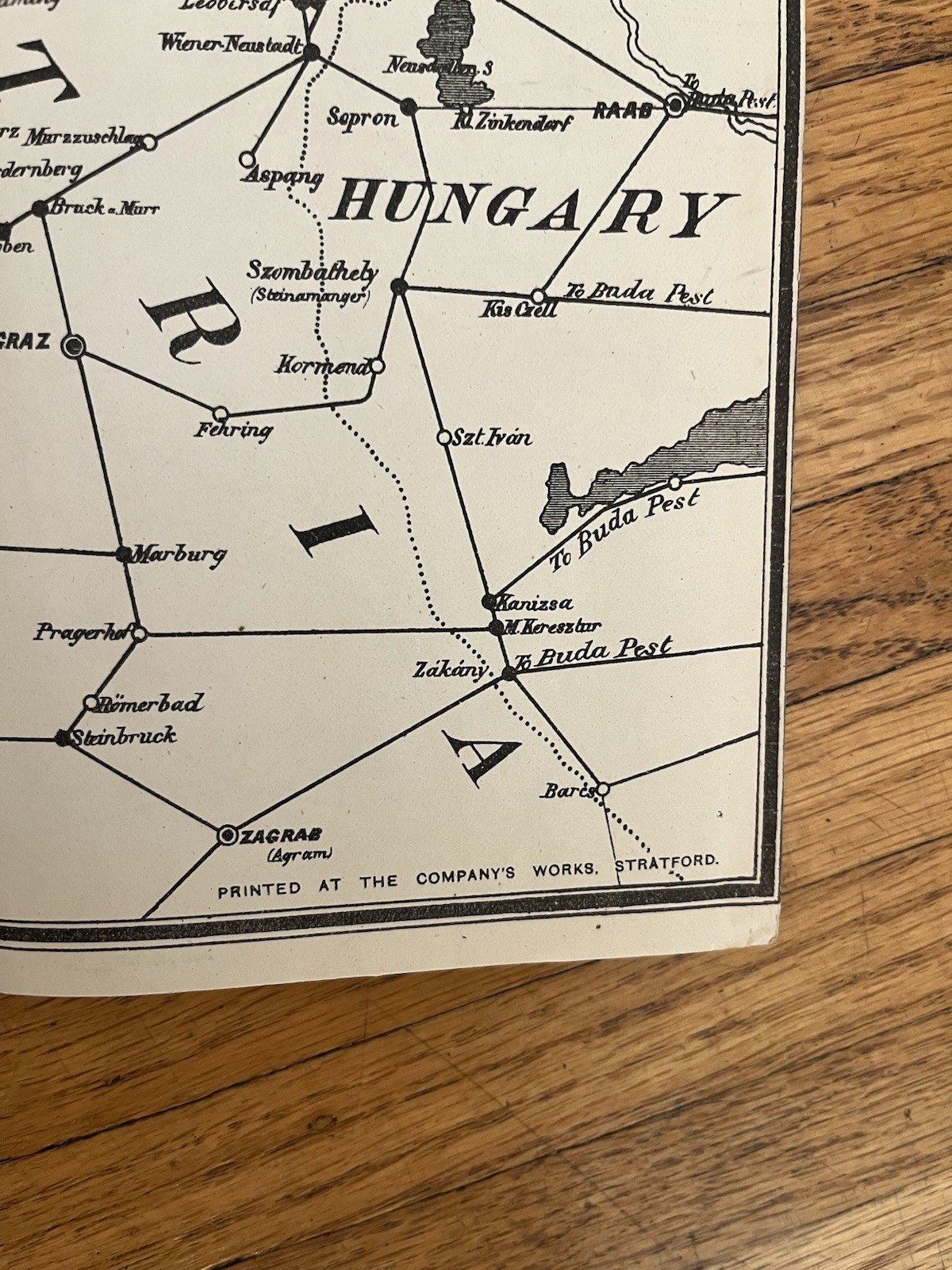 Vintage antique great eastern railway Co. Map Berlin Amsterdam Holland, Germany.