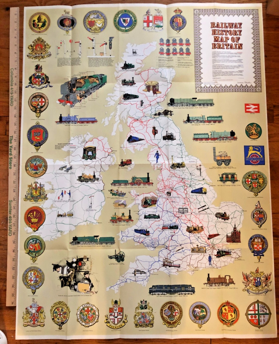 Your Railway History Map of Britain VINTAGE VTG 1973 RAILROAD TRANSPORTATION MAP