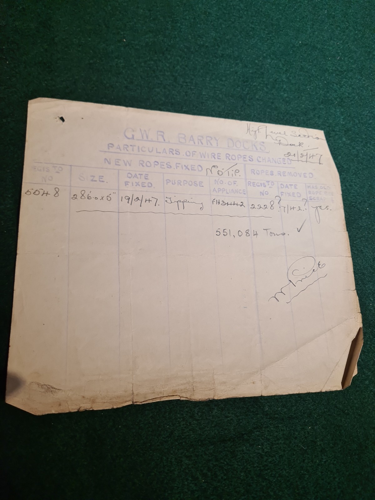 GWR Railway Barry Docks – Tipping 1947 – High level Section & 1938 info