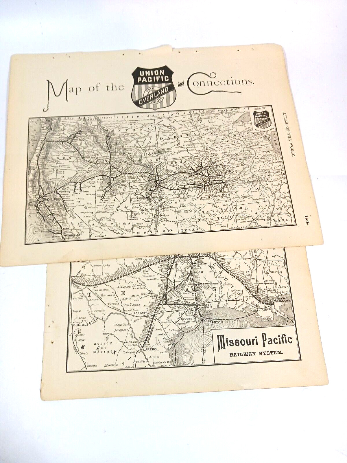 Antique Railroad Routes Maps Santa Fe Missouri Pacific Union Pacific Atlas page