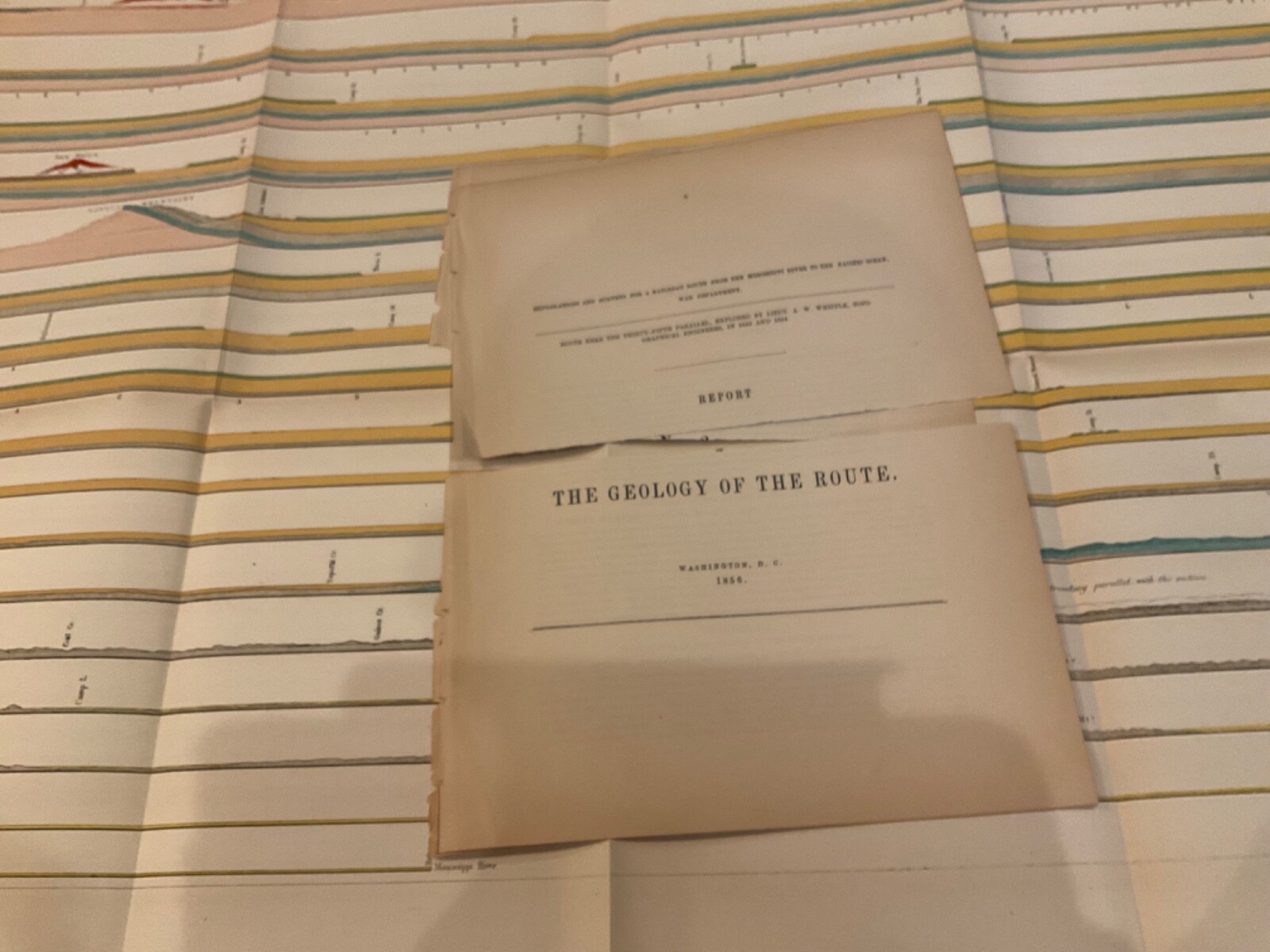 US ARMY TRANSCONTINENTAL 1855 COLOR CHART ROUTE TO YHE PACIFIC DETAILED 1855