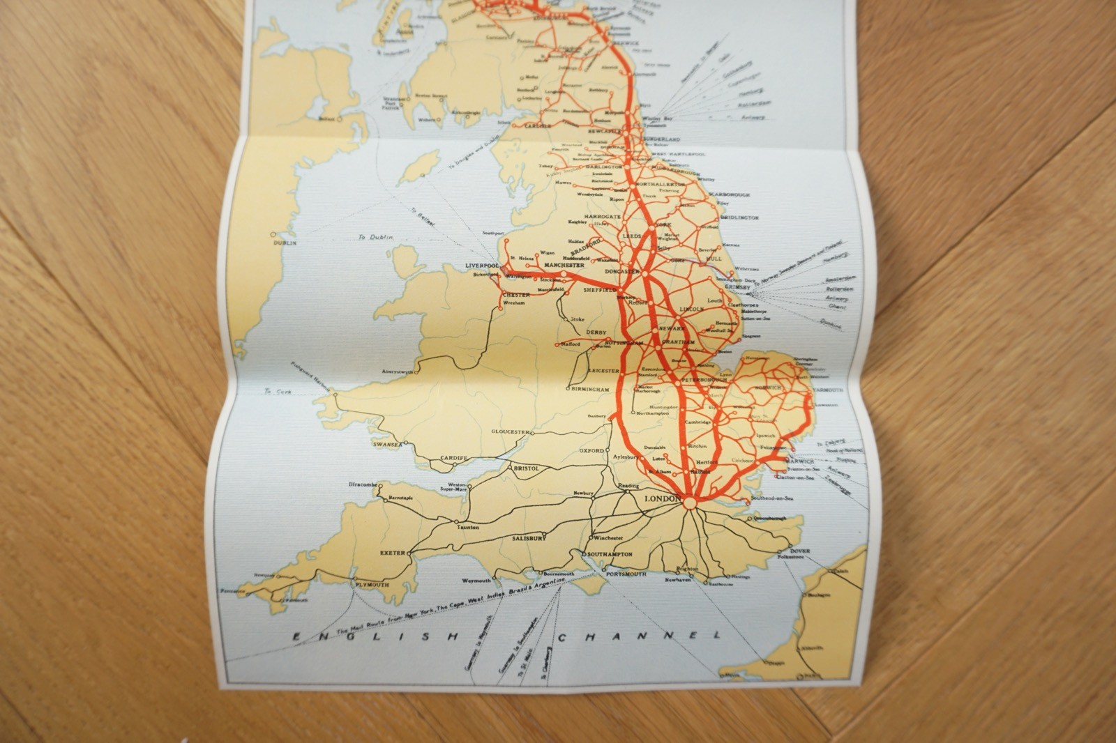 c1930s LNER East Coast Flying Scotman and Cornation Named Trains Railway Map VGC
