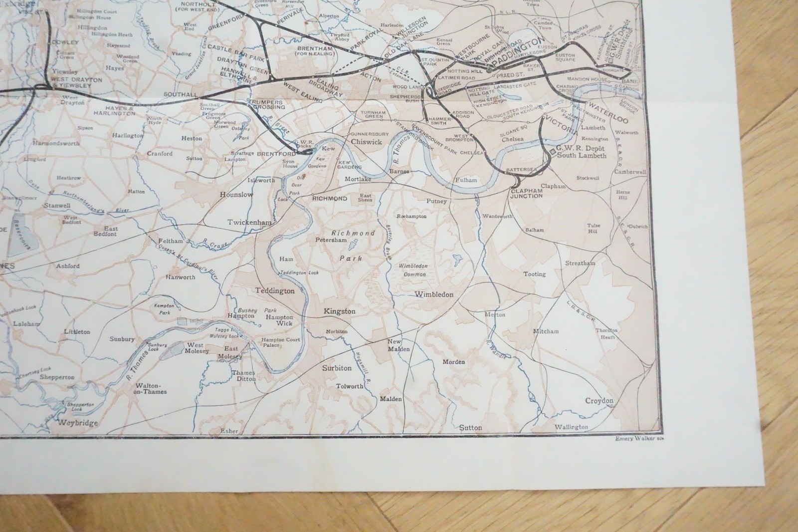 1913 GWR London & Suburban Original Railway Map Metropolitan District