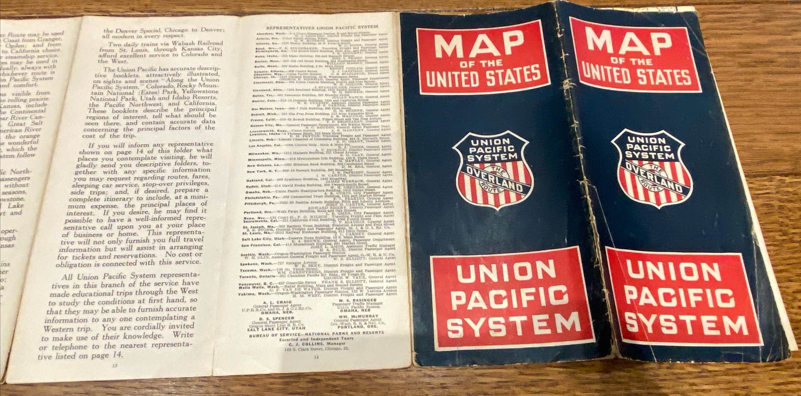 Vintage Union Pacific System Overland Route Railroad Train Map United States
