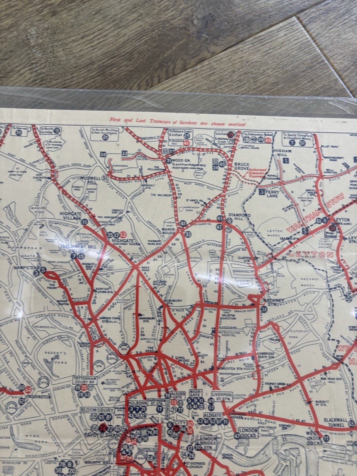1932 LCC Trams Map Timetable London County Council Tramways Original Nov