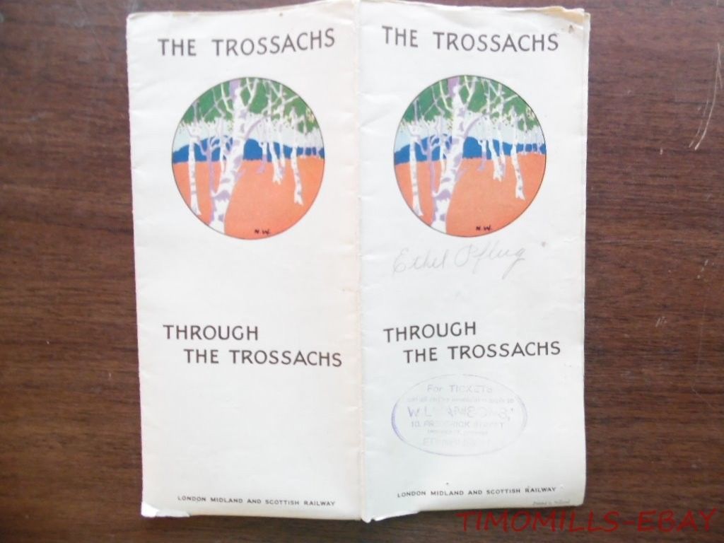 1930 Trossachs Scotland Pictorial Map Timetable Brochure London Midland Scottish
