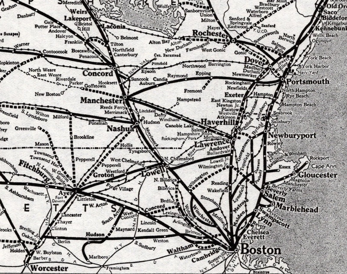 1940 Antique BOSTON and MAINE Railroad Map Vintage Railway Map 3132
