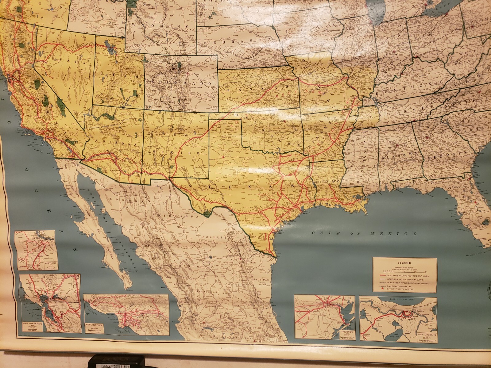 Vintage Sothern Pacific Railroad Cotton belt Map
