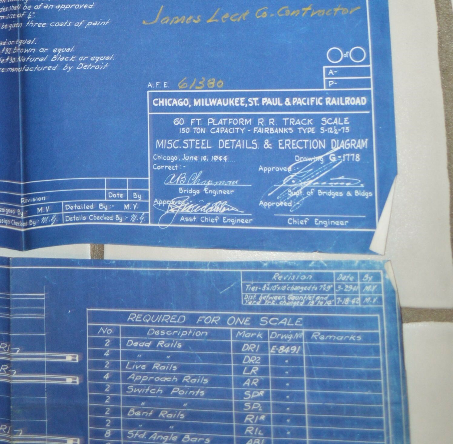 1943-1944 Milwaukee Road Railroad Fairbanks track scale blueprints etc