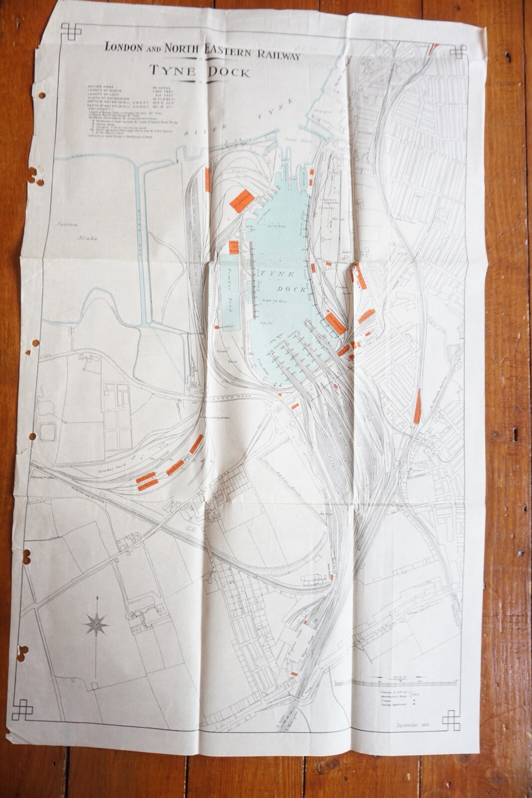 1933 LNER Tyne Dock Railway Plan Map