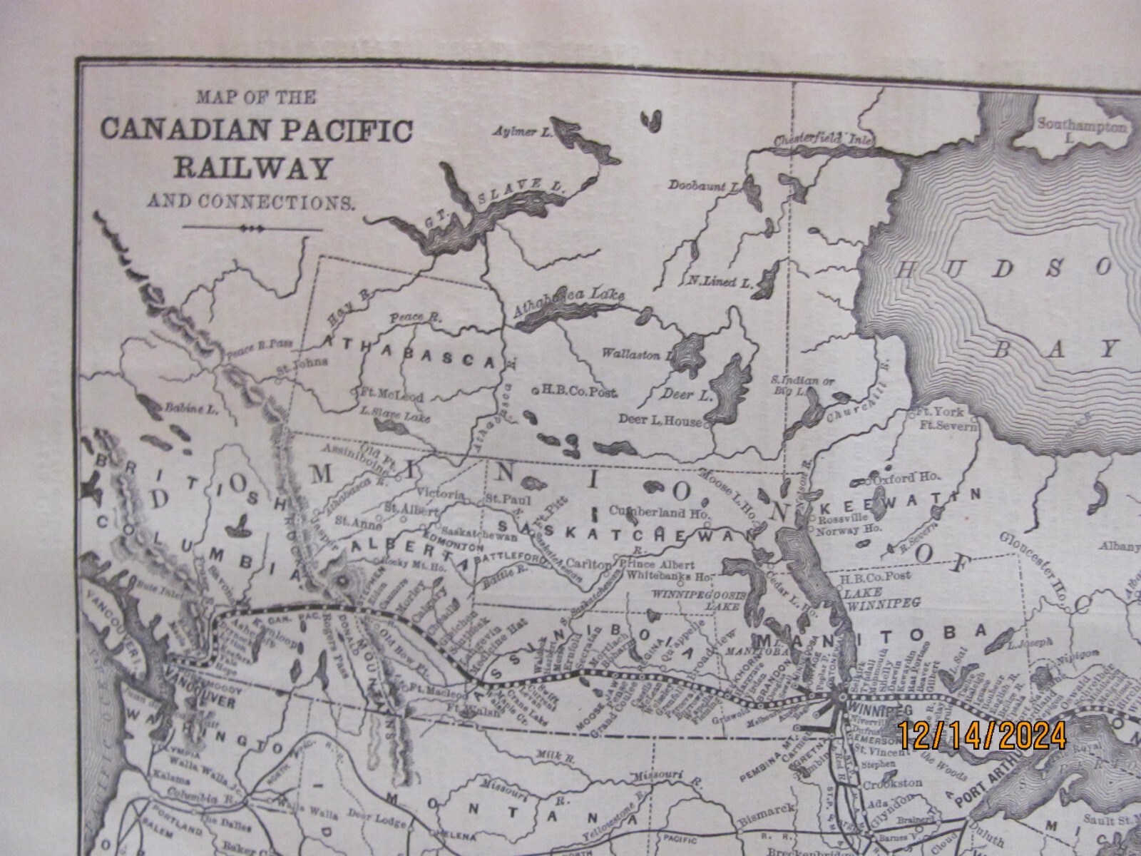 1886 CANADIAN PACIFIC RAILROAD CP RR ORIGINAL SYSTEM ROUTE MAP in CANADA