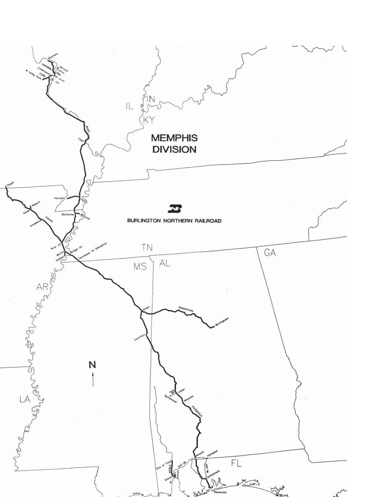 Burlington Northern 1995 Memphis Division Track Charts PDF Pages on DVD