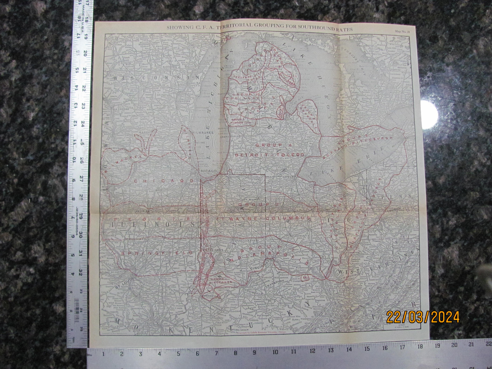 RARE 1924 CENTRAL FREIGHT ASSOCIATION RAILROAD SYSTEM MAP SOUTHBOUND TERR GROUP
