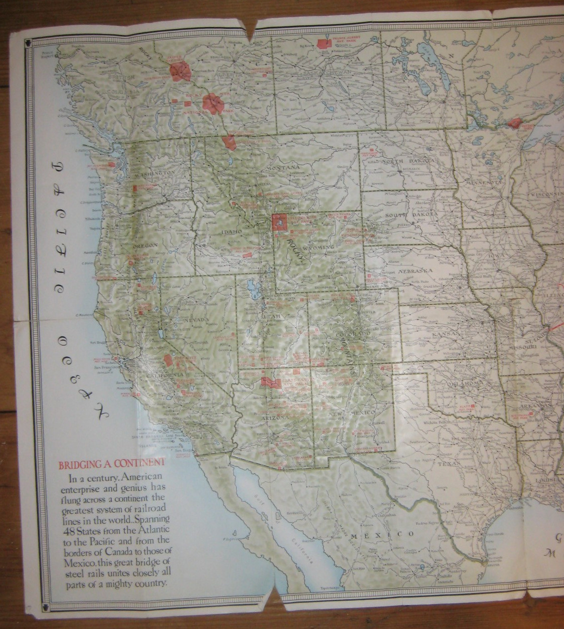 1934, Full United States Map Of The Pennsylvania Railroad System & Connections