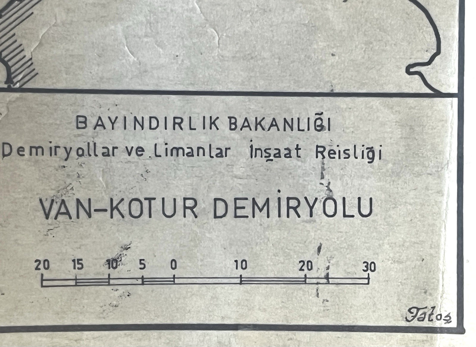 1969 Turkey Railway Map Van Kotur Demiryolu Govt Rail Line Plan Vintage