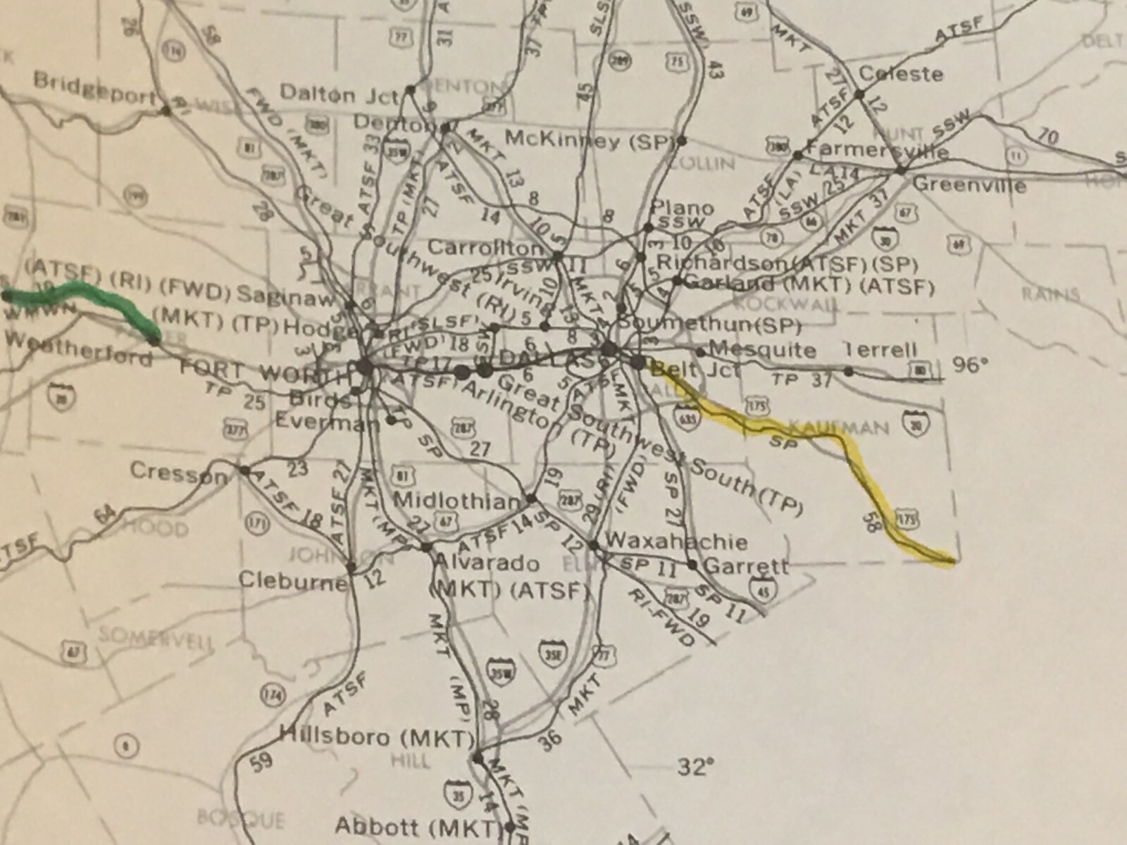 Vintage 1975 Texas(North) Transportation Map●Fed’l Railroad Adminstrat’n●11″x17″