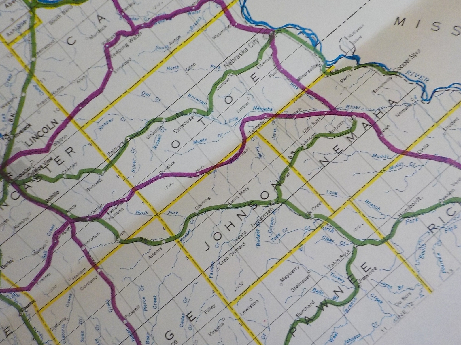 Map Burlington Northern Nebraska State Railroad Map 1983 August