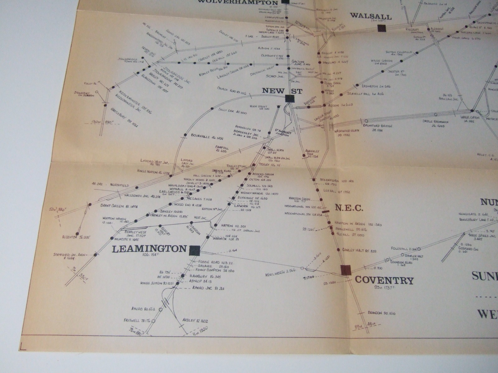 British Rail WEST MIDLANDS TRACK DIAGRAM/PATHING PLAN. 1980s. Inc Nuneaton…