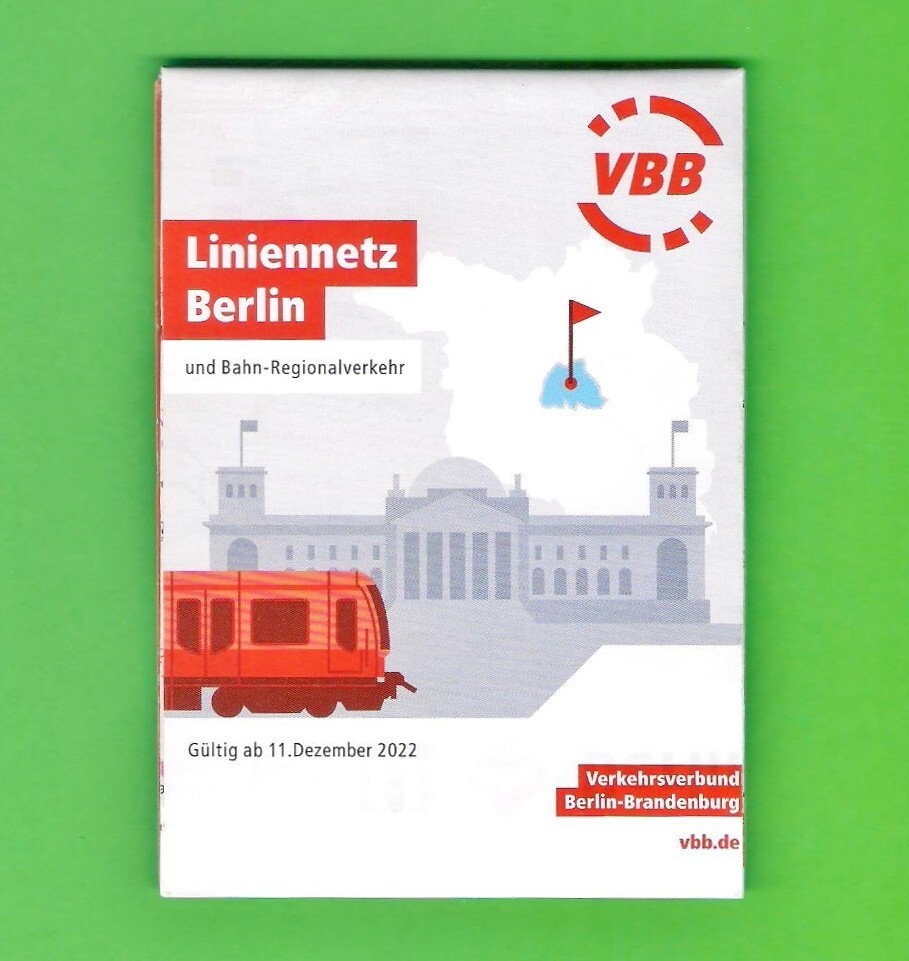 VBB Berlin Brandenburg – Pocket Size Railway Route Map – Germany – Dec 2022