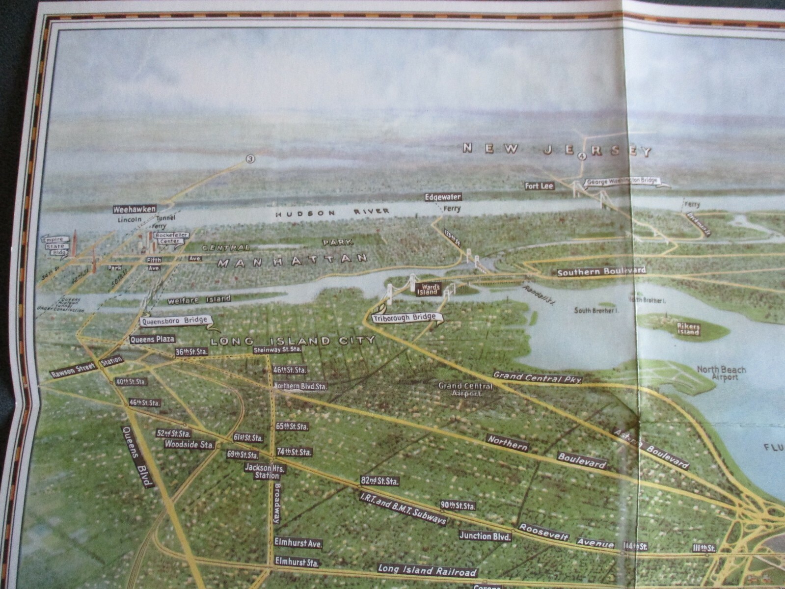 1939 C.S. Hammond & Co Aerial Map New York World’s Fair Flushing Meadow NY REPRO