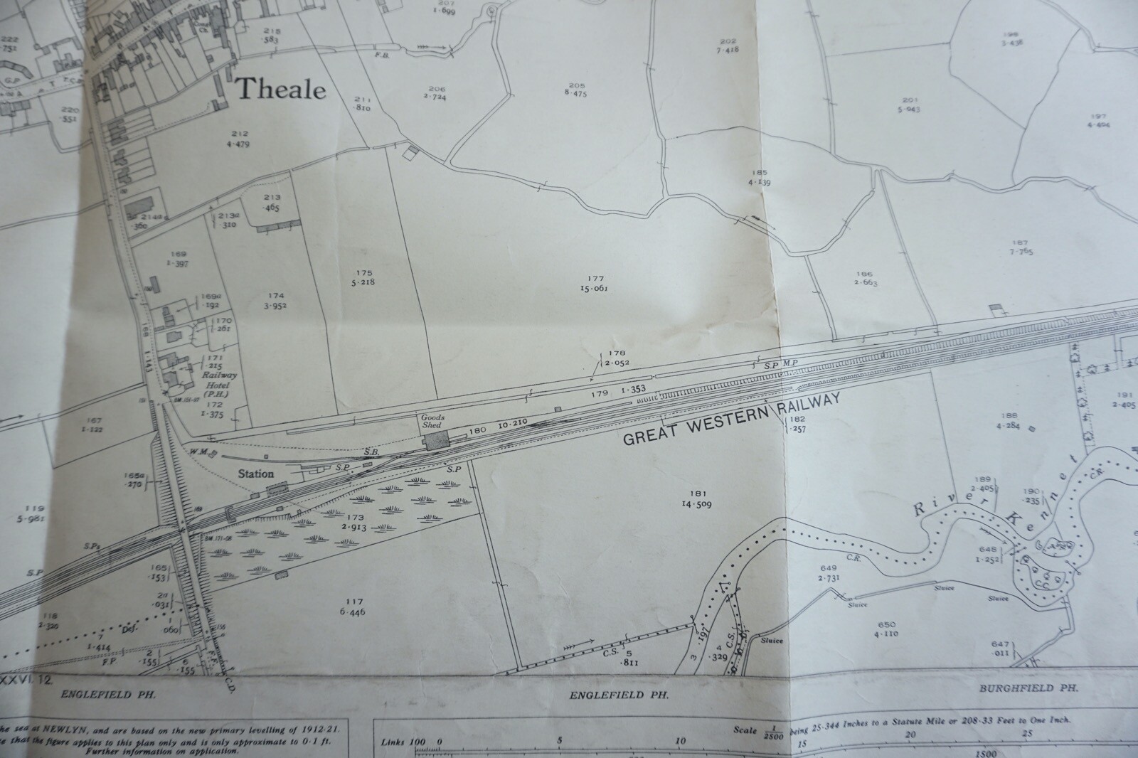 1938 Theale Berkshire GWR Great Western Railway OS Railway Map
