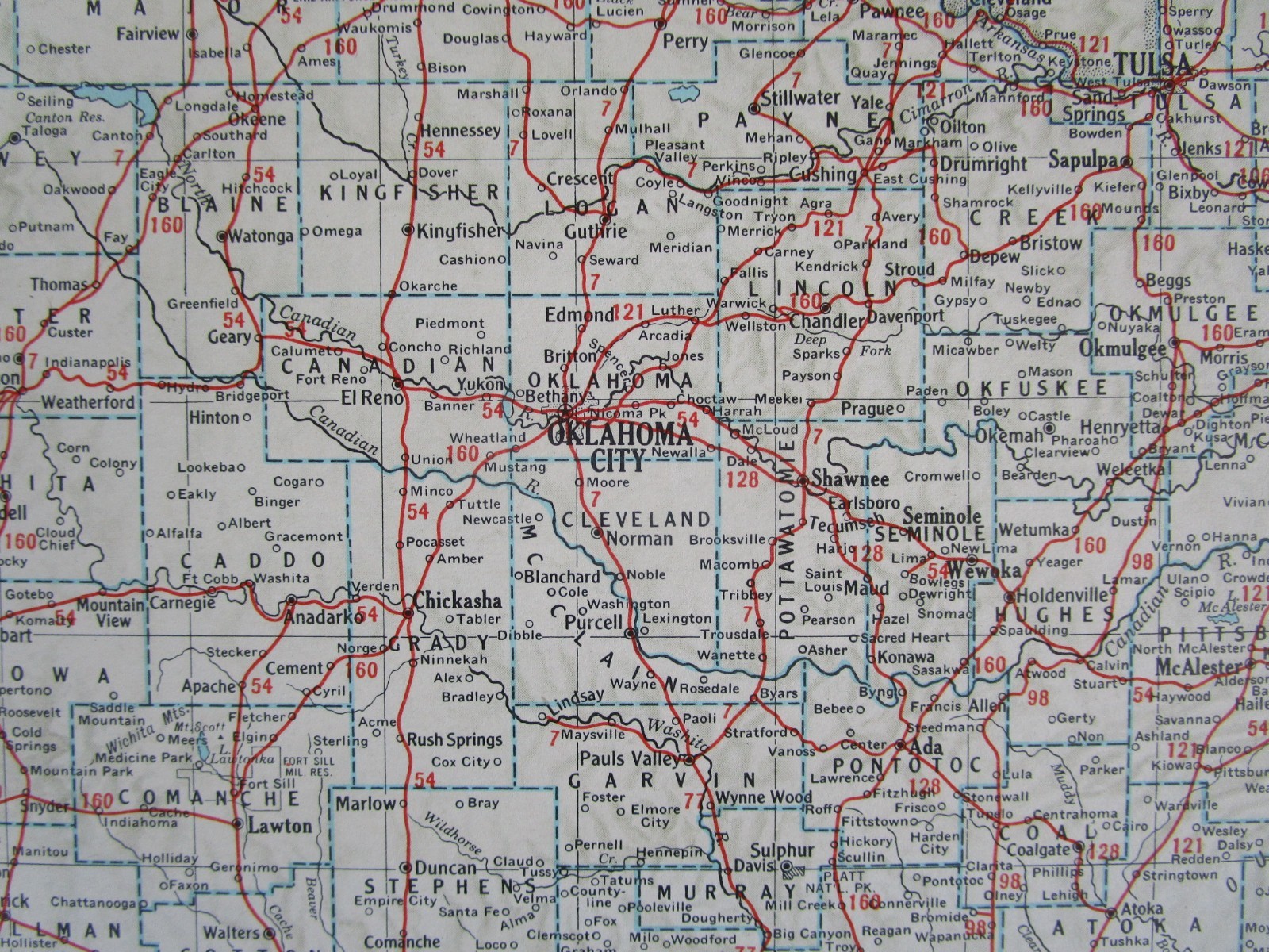OR OK Vintage 1951 OREGON RAILROAD MAP. SUMPTER VALLEY RR or OKLAHOMA. OSAGE RR
