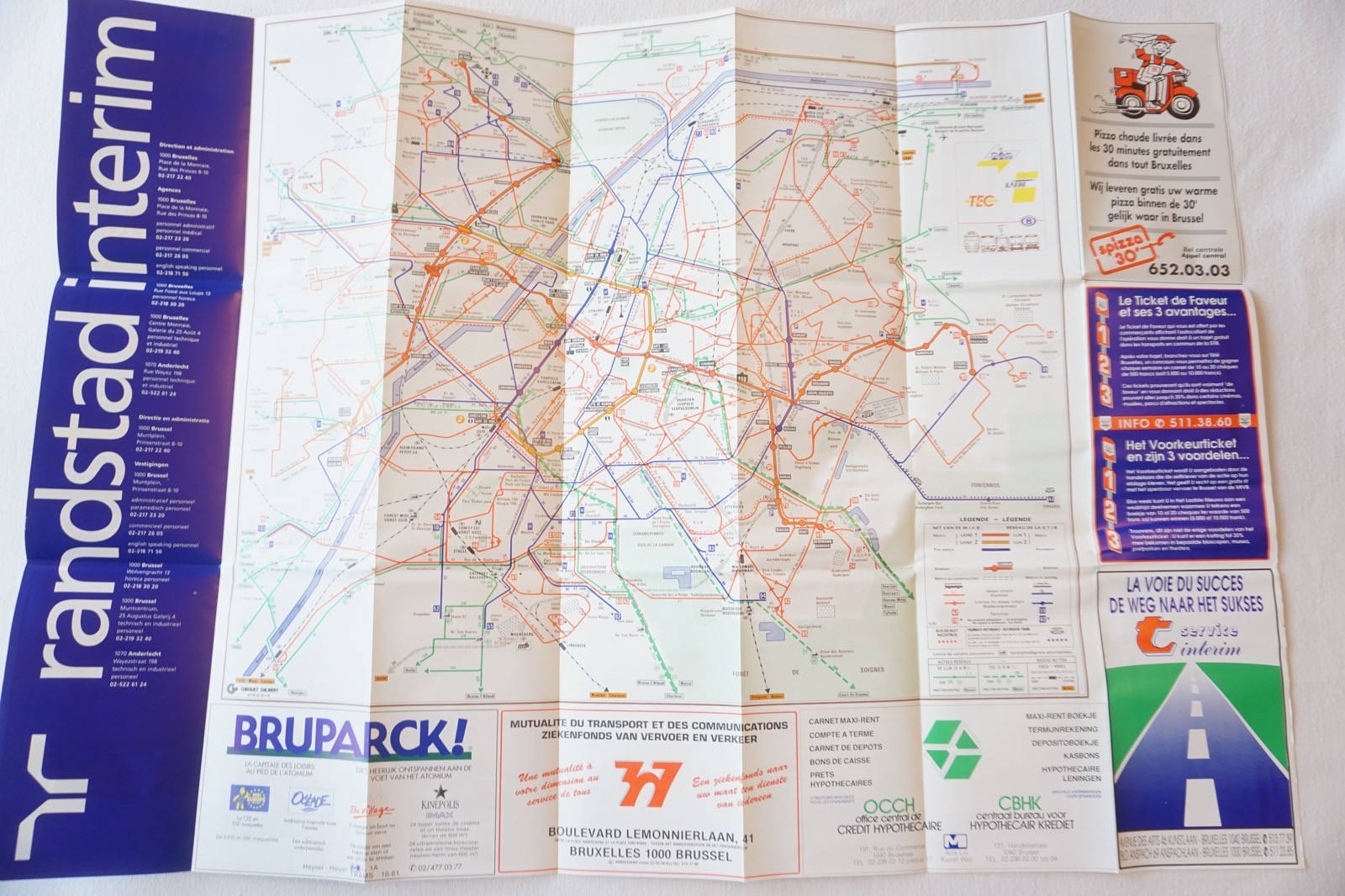 May 1991 Belgium Brussels Tram Tramways Railway Bus Map
