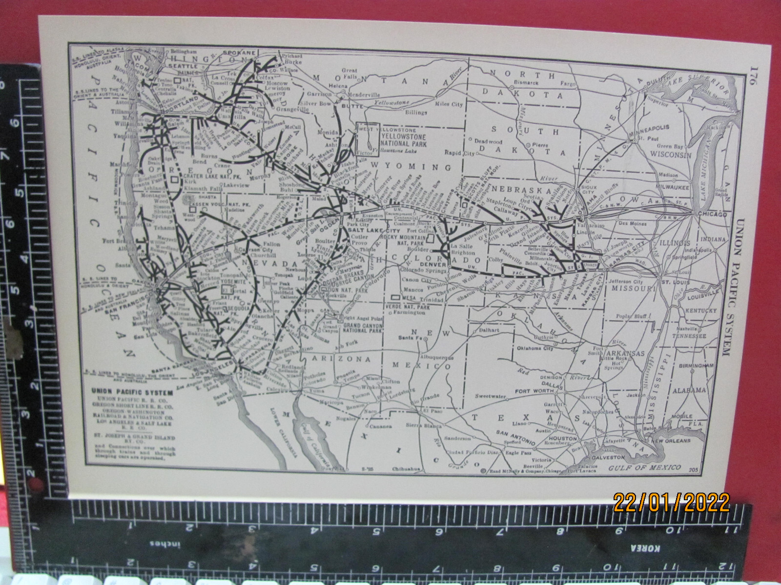 ANTIQUE 1925 UNION PACIFIC RAILROAD UP RR SYSTEM MAP DEPOT UP RR HISTORY