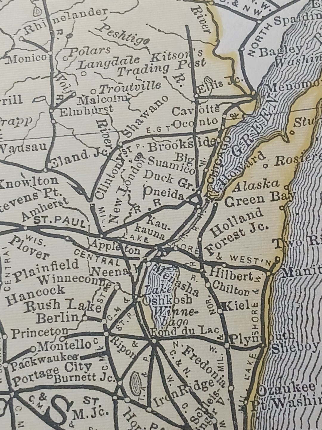 Dated 1886 Train Route Map Wisconsin Minnesota Iowa All Railroad Lines 9″x12″