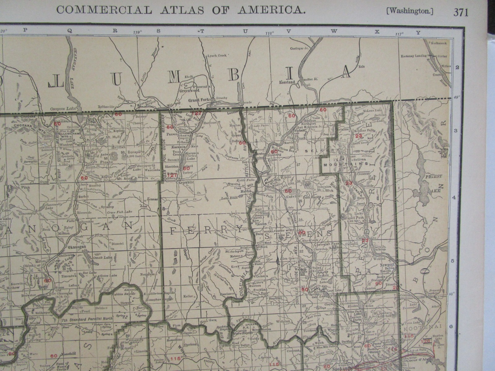 WA 1921 WASHINGTON State STEAM / INTERURBAN ELECTRIC RAILROAD / STEAMSHIP Map