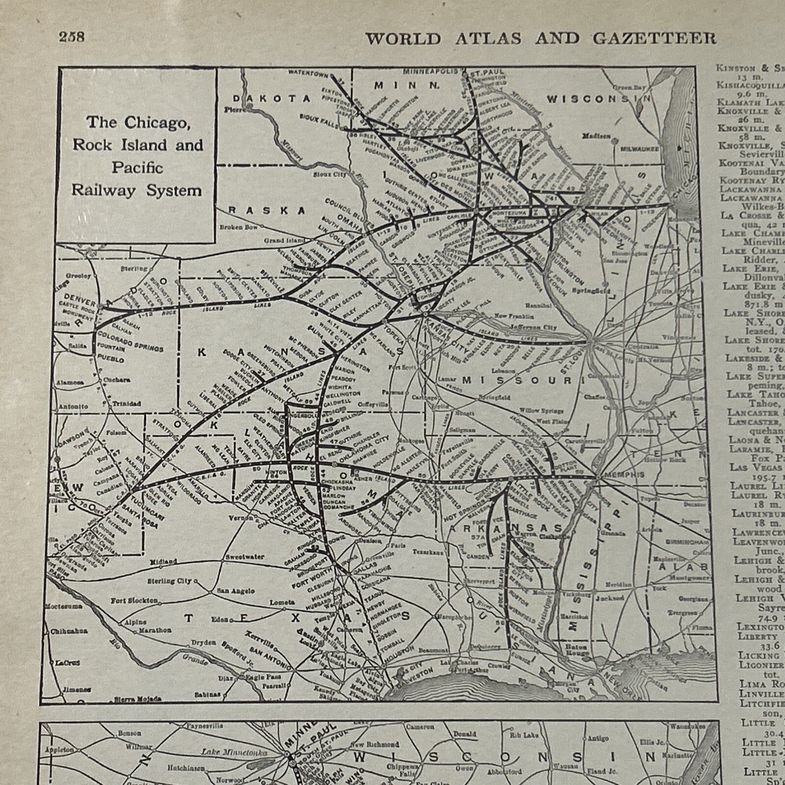 1922 Map The Chicago Great Western & Chicago Rock Island Railway 15”x11”