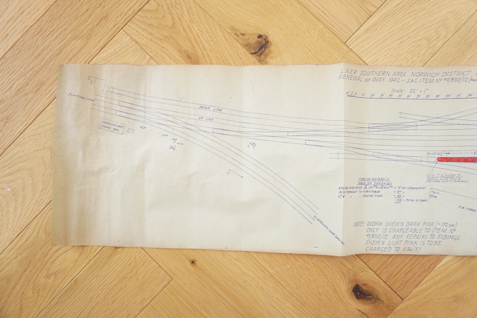 1942 LNER Dereham Norwich Railway Track Plan Map
