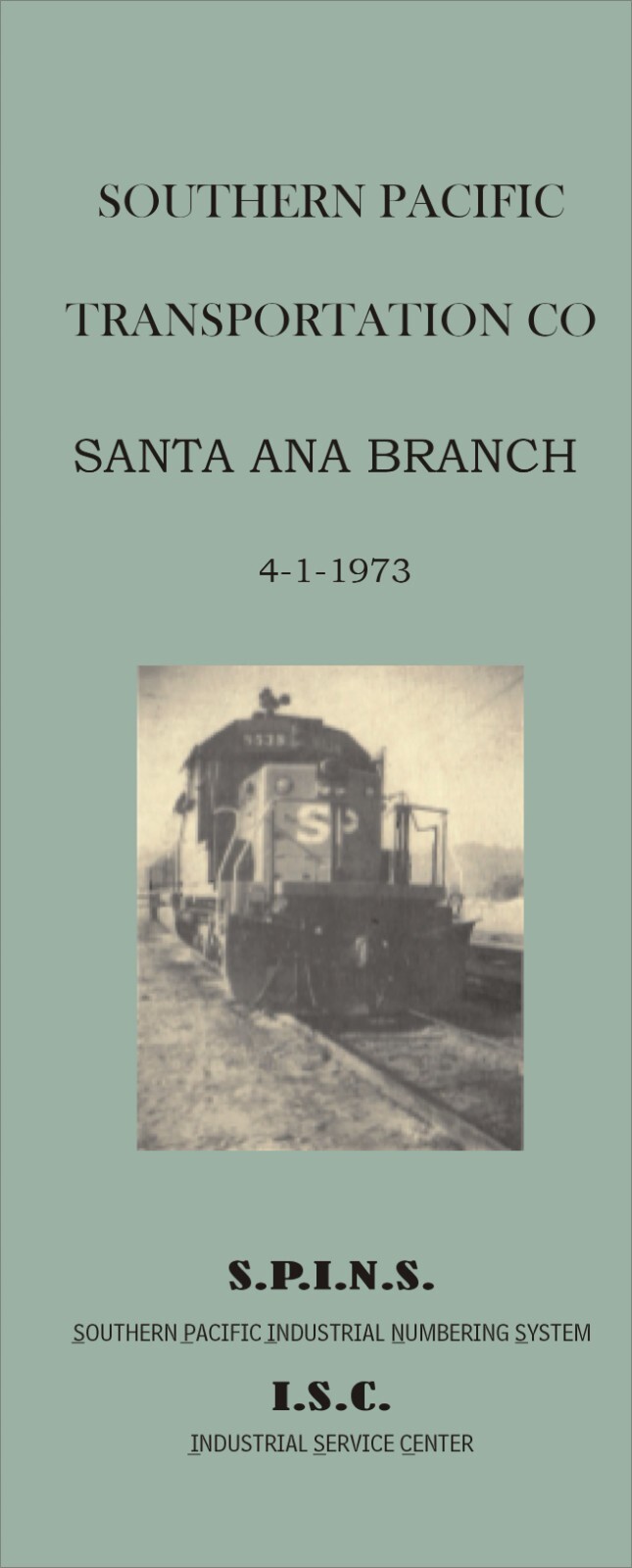 Southern Pacific RR 1973 Santa Ana Branch SPINS PDF Pages on DVD