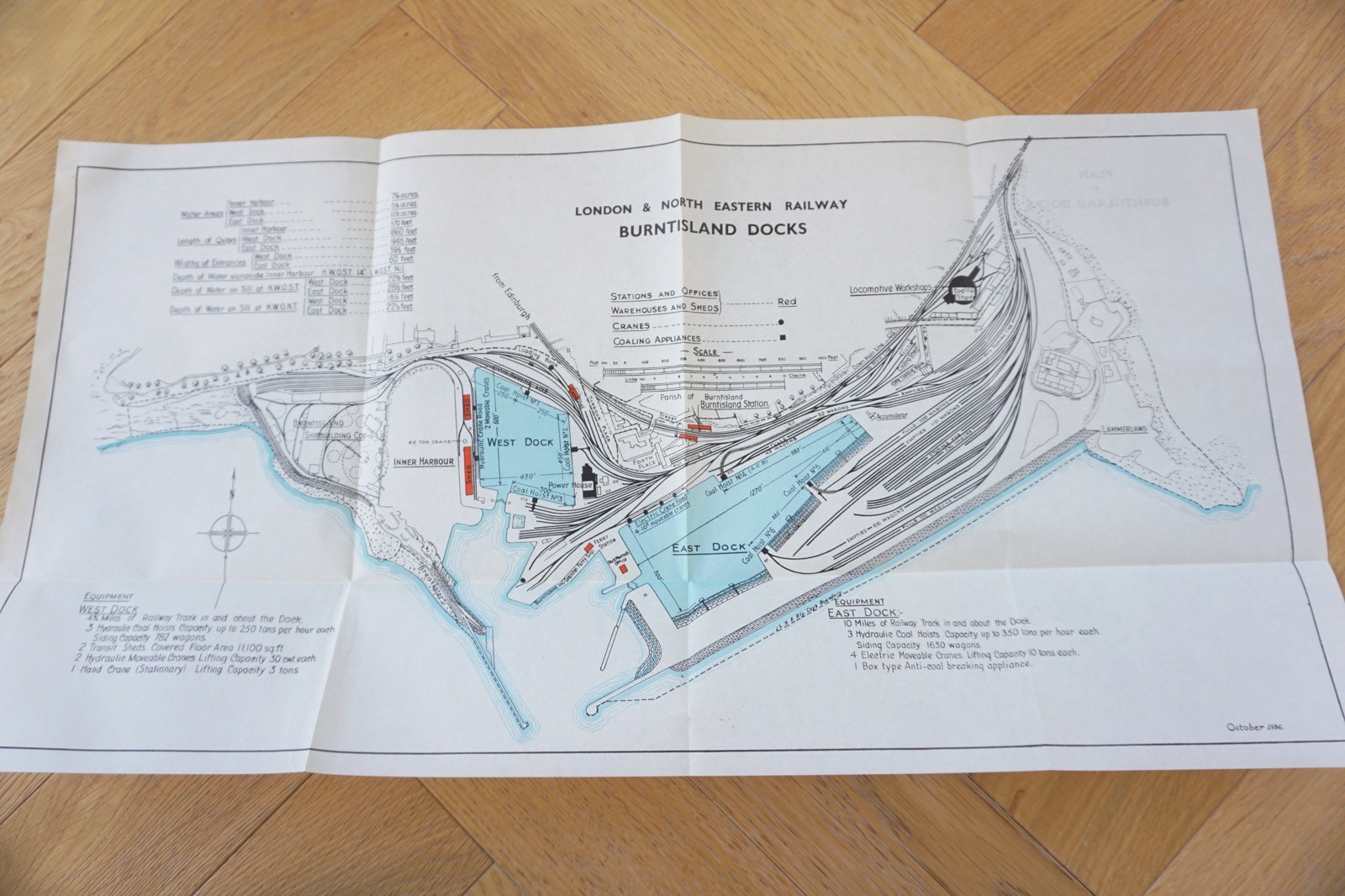 1936 LNER Burntisland Docks Railway Plan Map