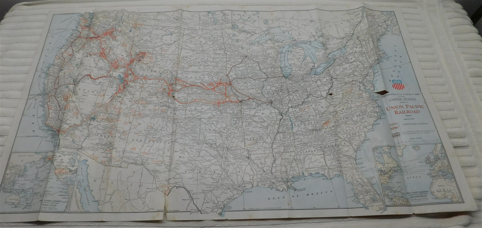 1947 Vintage UPRR Original Union Pacific Railroad National Passenger System Map