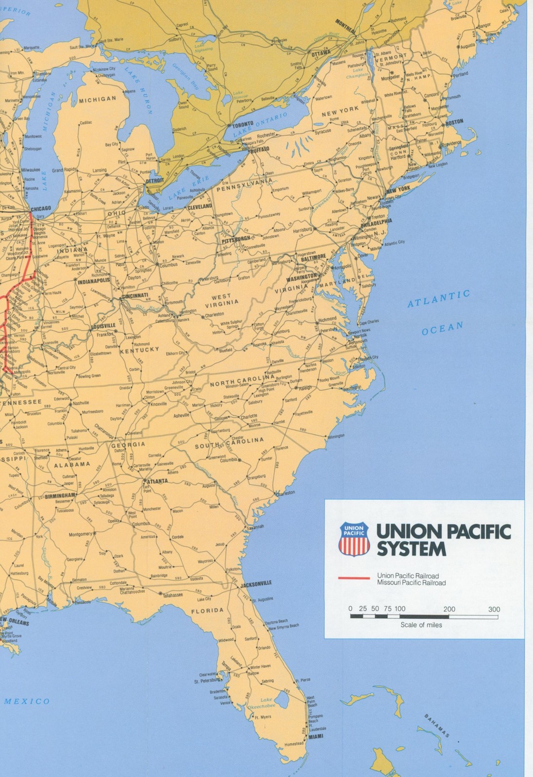 1984 Union Pacific Missouri system Map Route Stations UPRR MPRR Train Rail USA