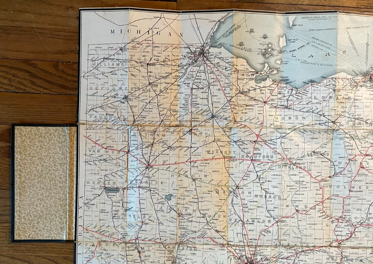 Antique 1905 Railway Railroad Map Of Ohio Linen Back Columbus Lithograph Company