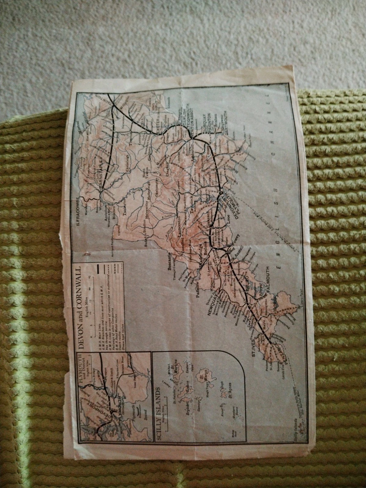 Vintage G.W.R London (Paddington) And Birmingham Map