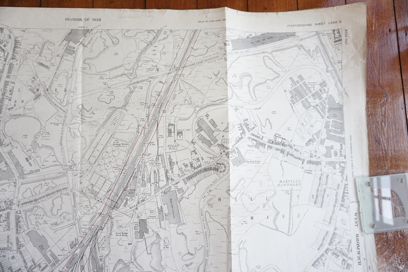 1938 Horseley Heath Ward Great Bridge GWR Great Western Railway OS Railway Map