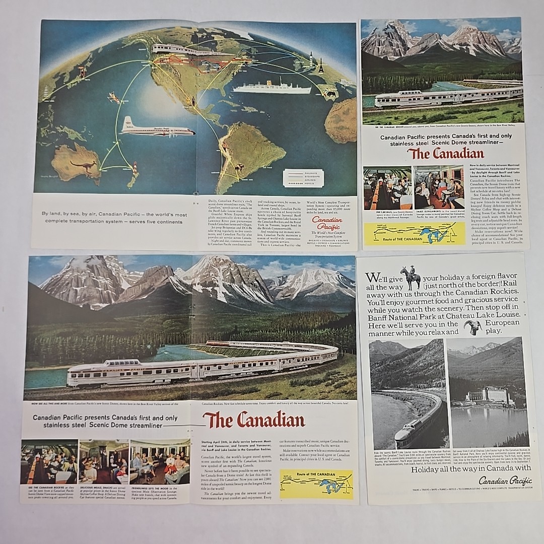 Railroads & Trains Print Ads 1950s Union Northern Southern Pacific Budd Western