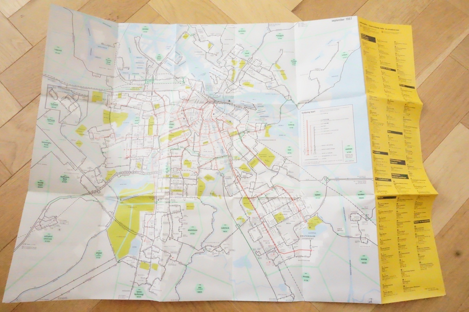 Sept 1987 Amsterdam Netherlands GVB Bus Tram Route Map
