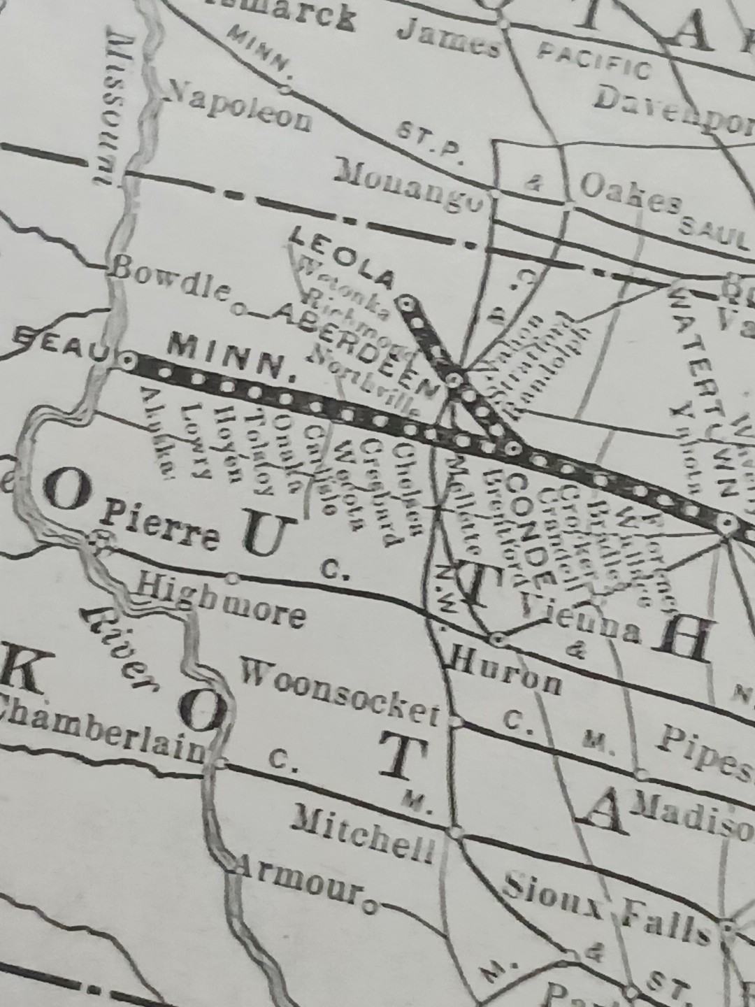1910 Train Route Map MINNEAPOLIS & ST LOUIS RAILROAD “Albert Lea Route” Stations