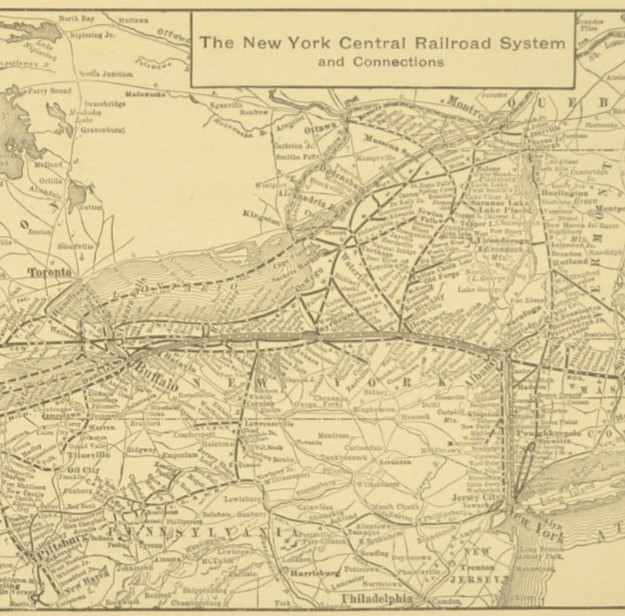 Vintage NEW YORK CENTRAL Railroad Map of NYC Railway Old Antique ca 1918