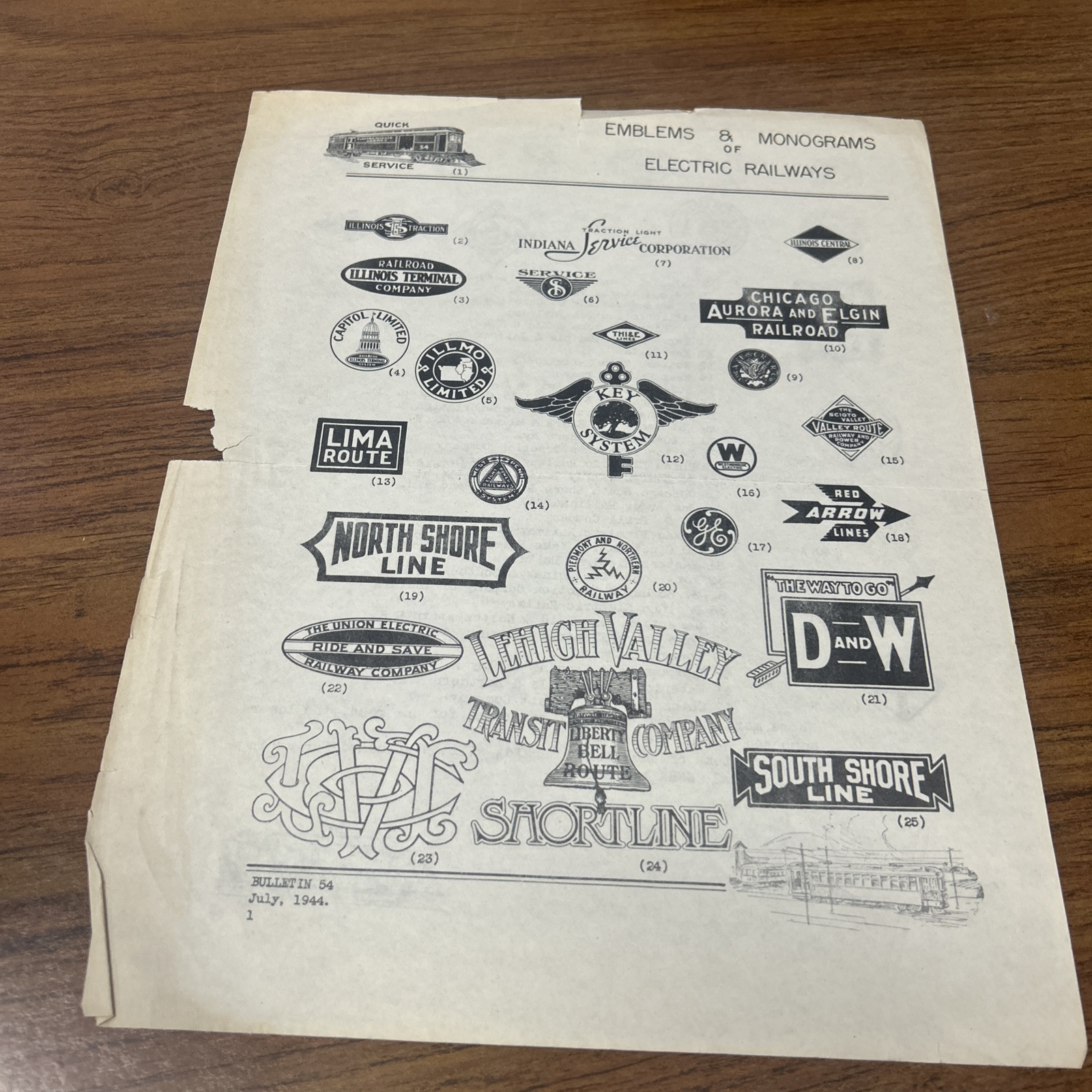 1944 Central Electric Railfans’ Association Bulletin 54 Emblems
